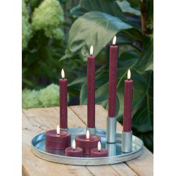 LED Fyrfadslys (4,5 x 2,5 cm) - Matt/Maroon Red (s�t 4 stk/1 str)