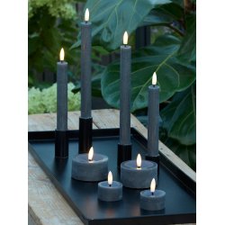 LED Fyrfadslys (6,8 x 3,0 cm) - Matt/Dark Grey (s&aelig;t 4 stk/1 str)