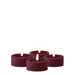 LED Fyrfadslys (6,8 x 3,0 cm) - Matt/Maroon Red (s�t 4 stk/1 str)