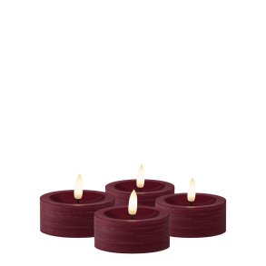 LED Fyrfadslys (6,8 x 3,0 cm) - Matt/Maroon Red (s�t 4 stk/1 str)