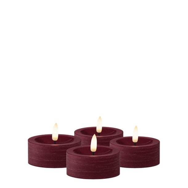 LED Fyrfadslys (6,8 x 3,0 cm) - Matt/Maroon Red (s�t 4 stk/1 str)