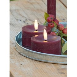 LED Fyrfadslys (6,8 x 3,0 cm) - Matt/Maroon Red (s�t 4 stk/1 str)