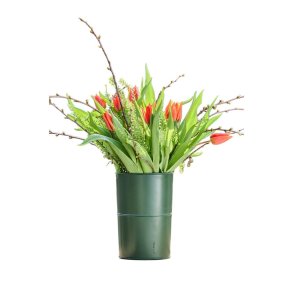 Olivengrn Opsats/Vase (til LED Bloklys i 10 cm)