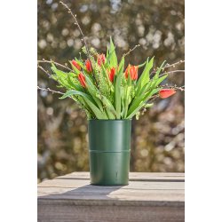 Olivengrn Opsats/Vase (til LED Bloklys i 10 cm)