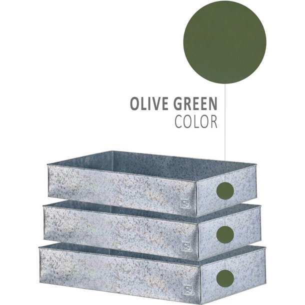 Olivengrn Rektangulr Plantebakke (st m. 3 stk. / 3 str.)