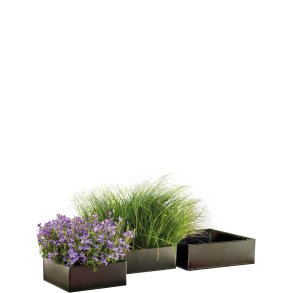 Sort Firkantet Plantebakke (st m. 3 stk. / 3 str.)