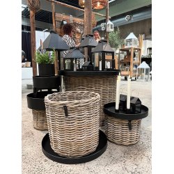 Sort Maxi Rund Bundbakke (t. Rattankurv)