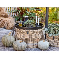 Sort Maxi Rund Bundbakke (t. Rattankurv)