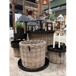 Sort Mega Rund Bundbakke (t. Rattankurv)