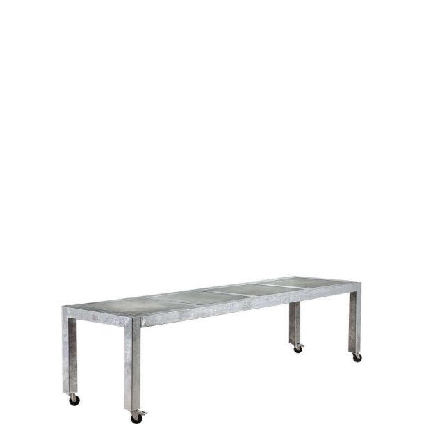 Galvaniseret Spisebord 4 Fliser (60 x 60 cm) m. Hjul (Bordben: 8 x 8 cm)