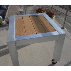 Galvaniseret Spisebord 1 Flise (62,5 x 80 cm) m. Hjul (Bordben: 10 x 10 cm)