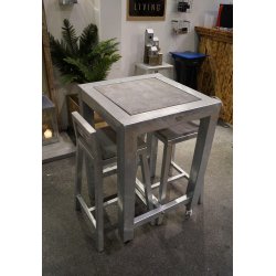 Galv. Barbord 1 Flise (50 x 50 cm) - Bordben: 8 x 8 cm