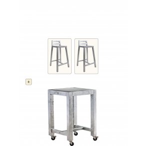 Galv. Barbord 1 Flise (50 x 50 cm) - Bordben: 8 x 8 cm - m. 2 stole