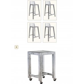 Galv. Barbord 1 Flise (50 x 50 cm) - Bordben: 8 x 8 cm - m. 4 stole