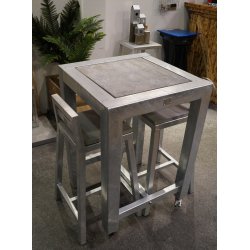 Galv. Barbord 1 Flise (50 x 50 cm) - Bordben: 8 x 8 cm - m. 4 stole