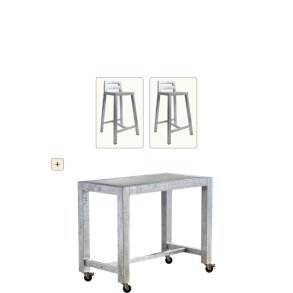 Galv. Barbord 2 Fliser (50 x 50 cm) - Bordben: 8 x 8 cm - m. 2 stole