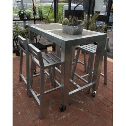 Galv. Barbord 2 Fliser (50 x 50 cm) - Bordben: 8 x 8 cm - m. 2 stole