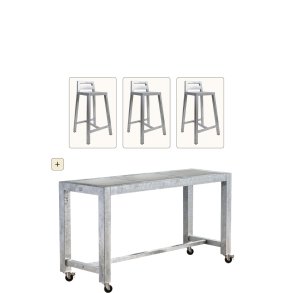 Galv. Barbord 3 Fliser (50 x 50 cm) - Bordben: 8 x 8 cm - m. 3 stole