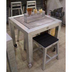 Galv. Spisebord 1 Flise (50 x 50 cm) - Bordben: 8 x 8 cm