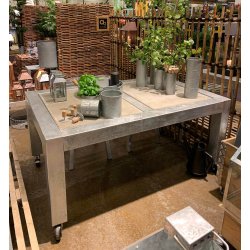 Galv. Spisebord 2 Fliser (60 x 60 cm) - Bordben: 10 x 10 cm