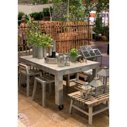 Galv. Spisebord 2 Fliser (60 x 60 cm) - Bordben: 10 x 10 cm