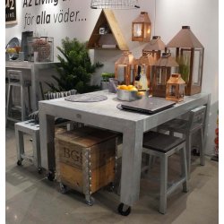 Galv. Spisebord 2 Fliser (60 x 60 cm) - Bordben: 10 x 10 cm