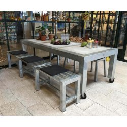 Galv. Spisebord 3 Fliser (60 x 60 cm) - Bordben: 10 x 10 cm