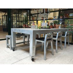 Galv. Spisebord 3 Fliser (60 x 60 cm) - Bordben: 10 x 10 cm