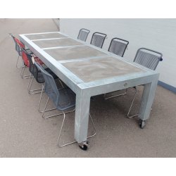 Galv. Spisebord 4 Fliser (60 x 60 cm) - Bordben: 10 x 10 cm