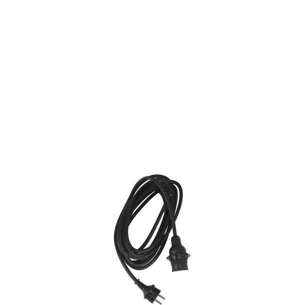 Sort outdoor ledning m. fatning (IP44)