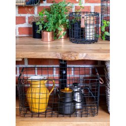 Sort Midi Firkantet Trdkurv (m. 2 lderhanke)