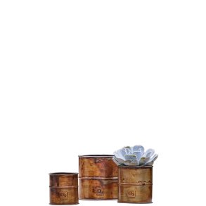 'Kobber/Messing-look' Urtepotte (st m. 3 stk. / 3 str.)