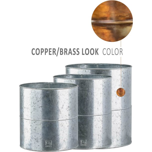 'Kobber/Messing-look' Blomsterspand (s�t m. 3 stk. / 3 str.)