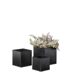 Sort Firkantet Urtepotte (st m. 3 stk. / 3 str.)