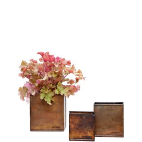 'Kobber/Messing-look' Firkantet Urtepotte (st m. 3 stk. / 3 str.)