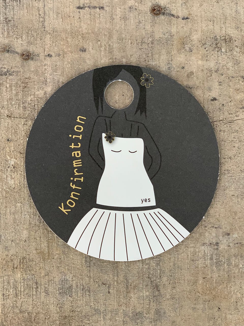 Sort/Hvid Kort - Konfi Girl (pakke m. 20 stk.) - Runde Kort - Sort/Hvid ...