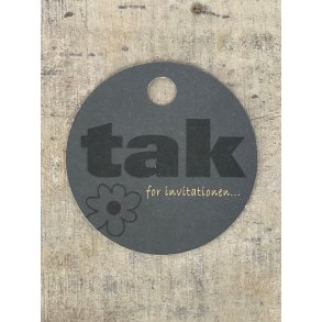 Sort/Hvid Kort - Tak for Invitationen (pakke m. 20 stk.)