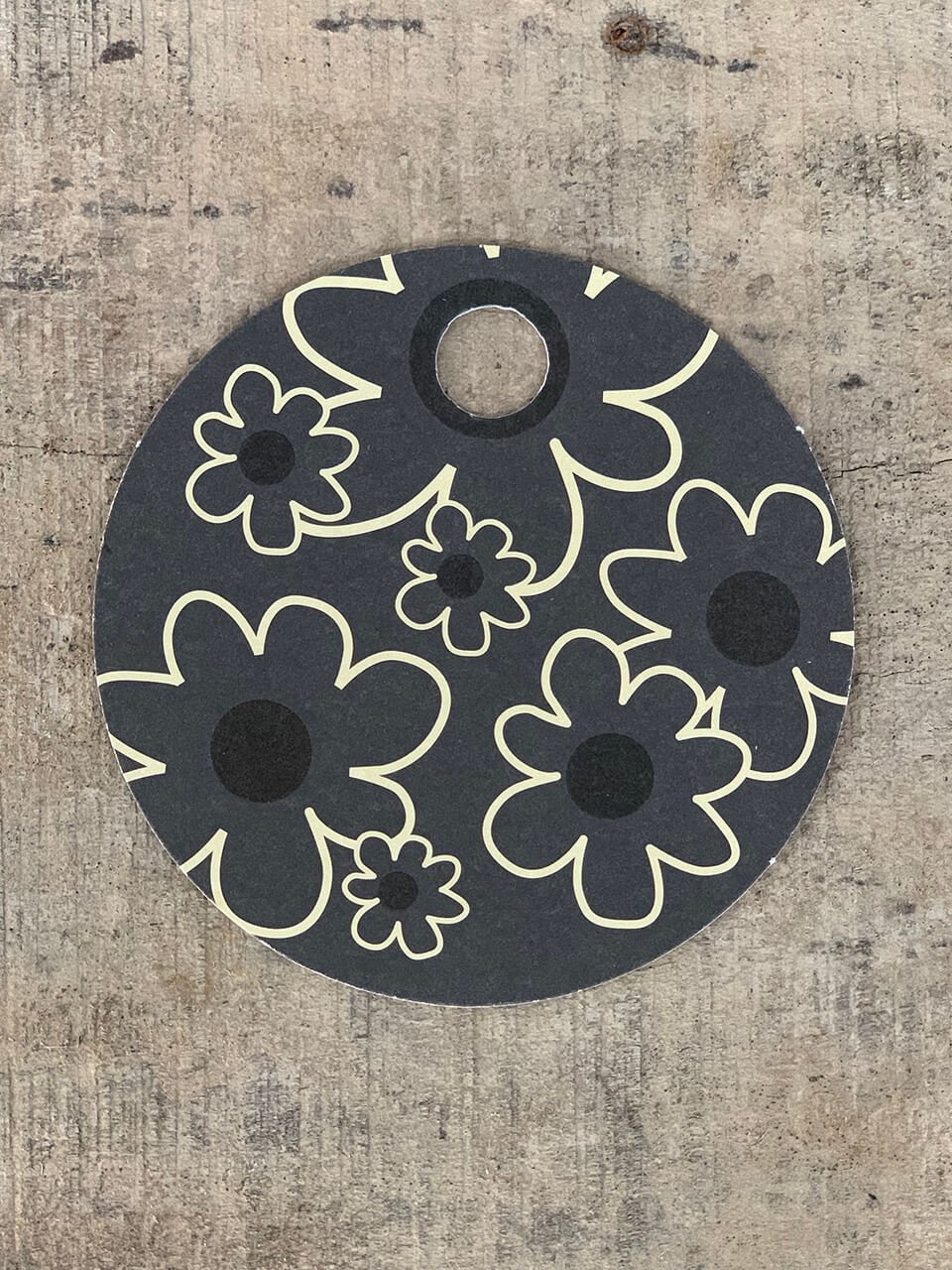 Sort/Hvid Kort - Flowers (pakke m. 20 stk.) - Runde Kort - Sort/Hvid ...