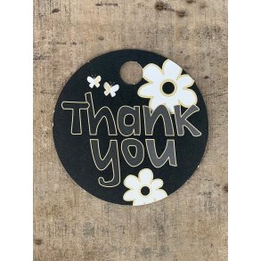 Sort/Hvid Kort - Thank You (pakke m. 20 stk.)