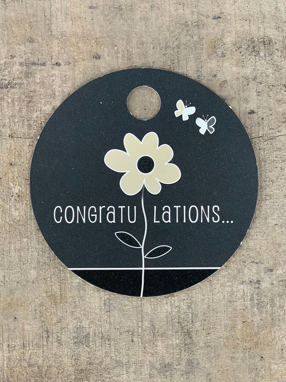 Sort/Hvid Kort - Congratulations (pakke m. 20 stk.) - Runde Kort - Sort ...