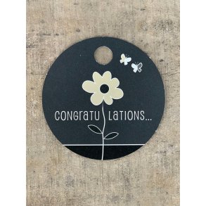 Sort/Hvid Kort - Congratulations (pakke m. 20 stk.)