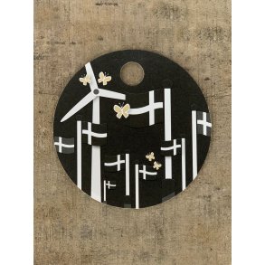 Sort/Hvid Kort - Flagpark (pakke m. 20 stk.)