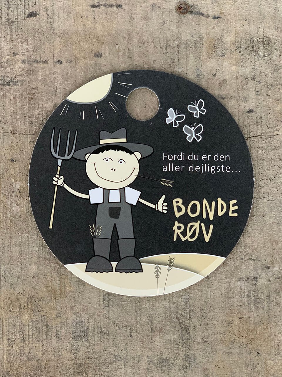 Sort/Hvid Kort - Bonderøv (pakke m. 20 stk.) - Runde Kort - Sort/Hvid ...