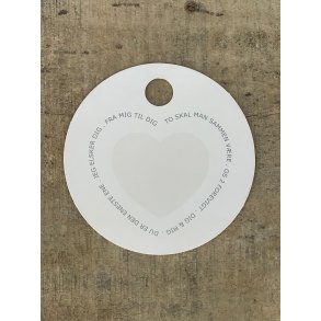 Hvid/Slv Kort - Hjerte m/tekst (pakke m. 20 stk.)