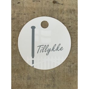 Hvid/Slv Kort - Tillykke flag (pakke m. 20 stk.)